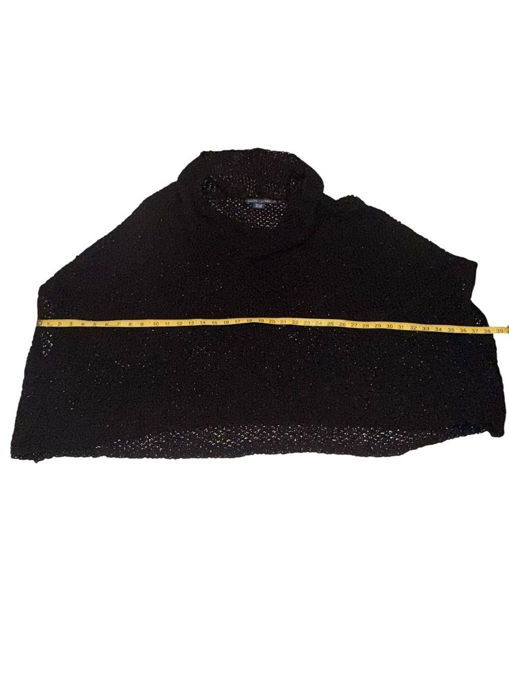 Ralph Lauren Blue Label Linen Blend Open Knit Poncho Sweater Black Size L - Picture 3 of 5